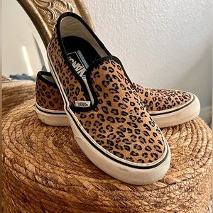 Vans Slip-On Cheetah Brown Crushed Velvet Sneakers - Size 8